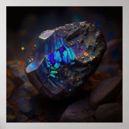 Boulder Opal Ore, Vibrant Gemstone Poster