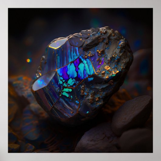Boulder Opal Ore, Vibrant Gemstone Poster (Vorne)