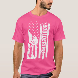 Bouldering America Flag Mountain Climbing Boulder T-Shirt