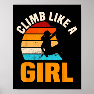 Bouldering Mädchen Retro Vintage Kletterer Boulder Poster