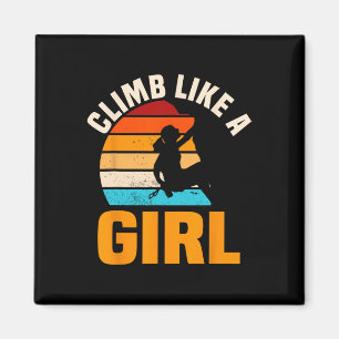 Bouldering-Mädchen Retro Vintage Kletterin Boulder Magnet