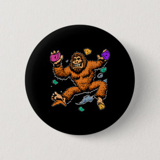 Bouldering Sasquatch Mountain Climber Bigfoot Rock Button
