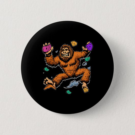Bouldering Sasquatch Mountain Climber Bigfoot Rock Button (Vorderseite)