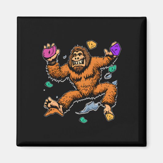 Bouldering Sasquatch Mountain Climber Bigfoot Rock Magnet (Vorne)