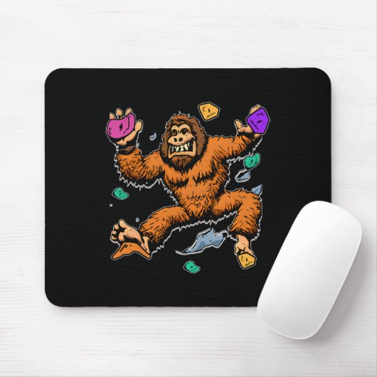 Bouldering Sasquatch Mountain Climber Bigfoot Rock Mousepad (Mit Mouse)