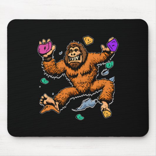 Bouldering Sasquatch Mountain Climber Bigfoot Rock Mousepad (Vorne)