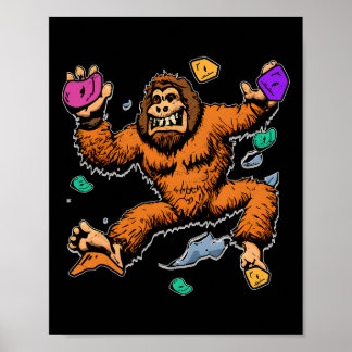 Bouldering Sasquatch Mountain Climber Bigfoot Rock Poster