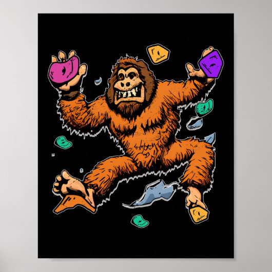 Bouldering Sasquatch Mountain Climber Bigfoot Rock Poster (Vorne)