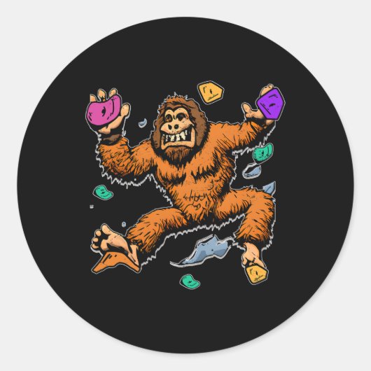 Bouldering Sasquatch Mountain Climber Bigfoot Rock Runder Aufkleber (Vorderseite)