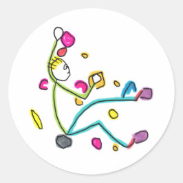 Bouldering Stickman Runder Aufkleber