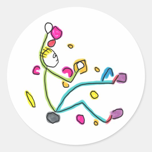 Bouldering Stickman Runder Aufkleber (Vorderseite)