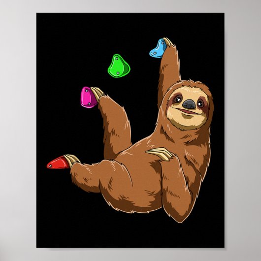 Bouldering- und Rock Climbing-Faultier Poster (Vorne)