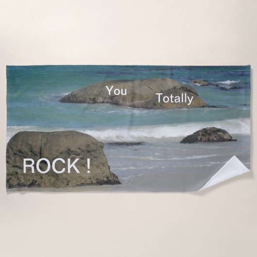 Boulders Beach Cust. Funny Text Beach Handtuch (Vorderseite)