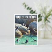 Boulders Beach Pinguine Südafrika Reisen Postkarte (Stehend Vorderseite)