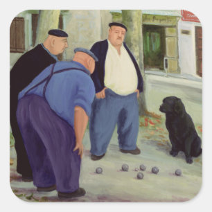 Boules Players Quadratischer Aufkleber
