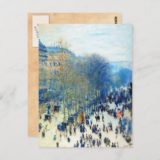 Boulevard des Capucines Claude Monet Kunst, Dichtu Postkarte (Vorne/Hinten)