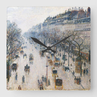 Boulevard Montmartre by Pissaro Acrylic Wall Clock Quadratische Wanduhr