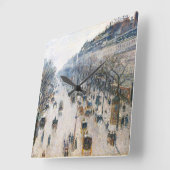Boulevard Montmartre by Pissaro Acrylic Wall Clock Quadratische Wanduhr (Winkel)