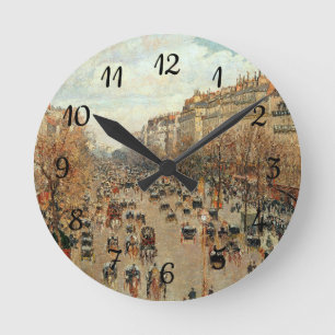 Boulevard Montmartre-Eremitage Camille Pissarro Runde Wanduhr