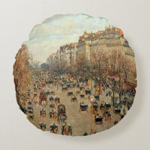 Boulevard Montmartre-Eremitage Camille Pissarro Rundes Kissen