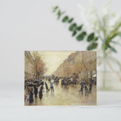 Boulevard Poissonniere in the Rain, c.1885 Postkarte (Stehend Vorderseite)
