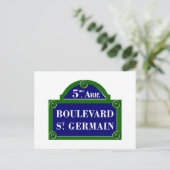 Boulevard Saint-Germain, Paris Street Sign Postkarte (Stehend Vorderseite)