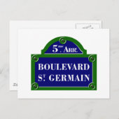 Boulevard Saint-Germain, Paris Street Sign Postkarte (Vorne/Hinten)