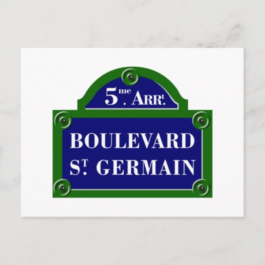 Boulevard Saint-Germain, Paris Street Sign Postkarte (Vorderseite)
