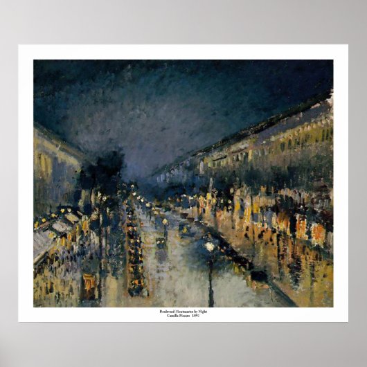 Boulevarde Montmartre in Night ~ Camille Pissarro Poster (Vorne)