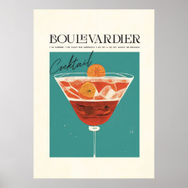 Boulevardier Cocktail Klassisches Rezept Poster