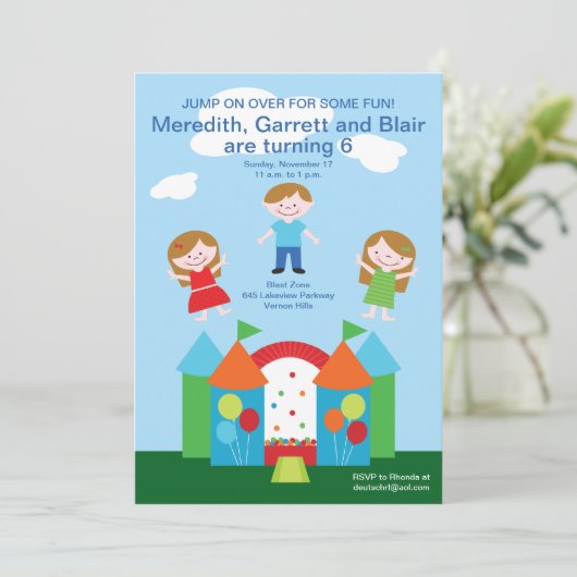 Bounce-Haus Einladung (Stehend Vorderseite)