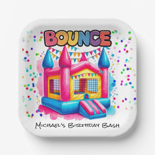 Bounce House Birthday Bash Pappteller (Vorderseite)