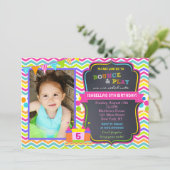 Bounce House Birthday Party Einladungen Mädchen (Stehend Vorderseite)