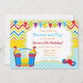 Bounce House Bouncy Castle Birthday Blue Einladung (Vorderseite)