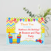 Bounce House Bouncy Castle Birthday Boy Dankeskarte (Stehend Vorderseite)