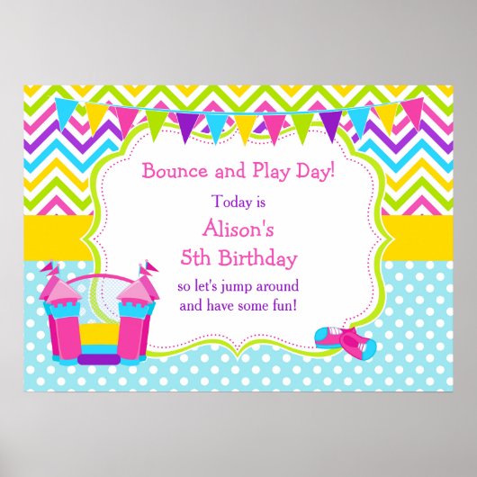 Bounce House Bouncy Castle Birthday Girl Poster (Vorne)