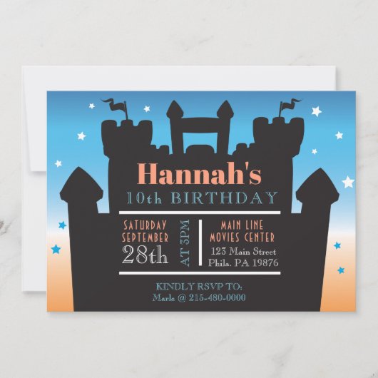 BOUNCE HOUSE CASTLE BIRTHDAY PARTY INFLATABLE Jump Einladung (Vorderseite)