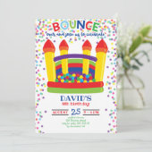 Bounce House Colorful Boy Birthday Party Einladung (Stehend Vorderseite)