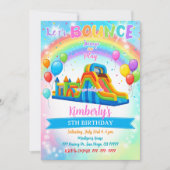 Bounce House Colorful Girl Rainbow Birthday Party Einladung (Vorderseite)