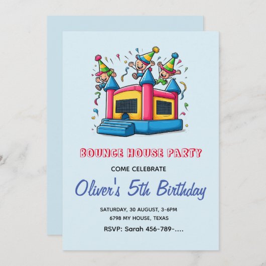 Bounce House Einladung | Bounce House (Vorne/Hinten)