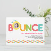 Bounce House Einladung Foto Card Rosa (Stehend Vorderseite)