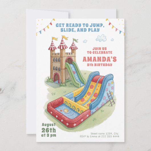 Bounce House Geburtstag Einladung (Vorderseite)