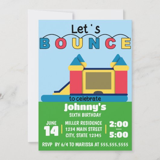 Bounce House Geburtstagsparty Einladung (Vorderseite)