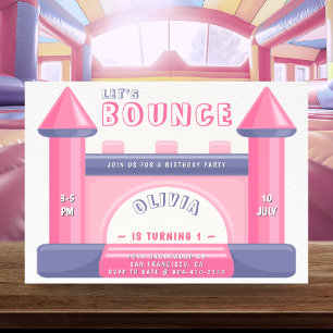 Bounce House Girls Geburtstagsparty Pink & Lila Einladung