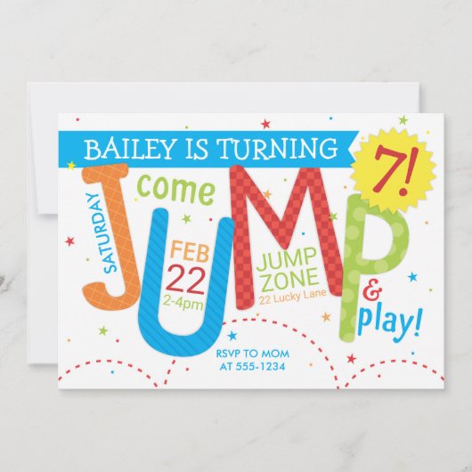Bounce House Jump Boy Birthday Party Primär Einladung (Vorderseite)