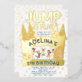 Bounce House Jump Play Gymnastik Kindergeburtstag Folieneinladung