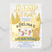 Bounce House Jump Play Gymnastik Kindergeburtstag Folieneinladung (Vorderseite)
