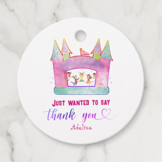 Bounce House Jump Play Gymnastik Kindergeburtstag Geschenkanhänger (Vorderseite)