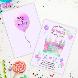 Bounce House Jump Trampolin Girl Geburtstagsparty Einladung