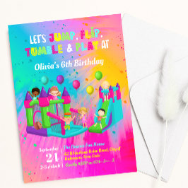 Bounce House Jump Trampolin Kindergeburtstag Einladung